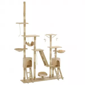 vidaXL Ansamblu pentru pisici ,stâlpi din funie de sisal 230-250 cm bej 170619
