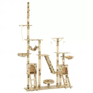 vidaXL Ansamblu pisici cu funie sisal, 230-250 cm imprimeu lăbuțe, bej 170620