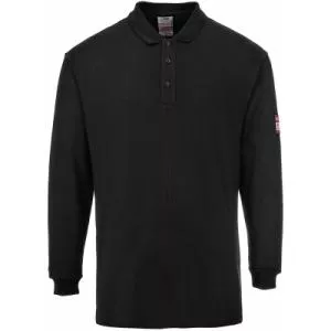 Portwest Tricou polo cu maneca lunga ignifug si antistatic, Negru, XXL FR10BKRXXL