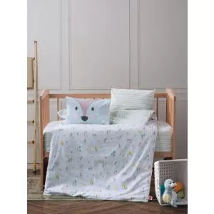 CottonBox Lenjerie de pat pentru copii, 4 piese, 100x150 cm, 100% bumbac ranforce, Roe, menta