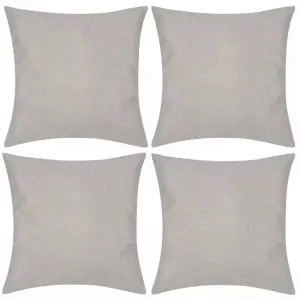 vidaXL Huse de pernă cu aspect de pânză, 80 x 80 cm, bej, 4 buc.