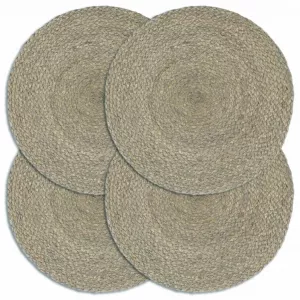 vidaXL Naproane, 4 buc., gri, 38 cm, iută, simplu, rotund