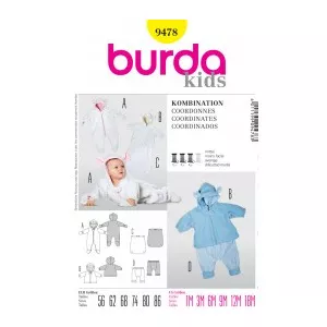 Burda Style Baby Kombination: Overall, Jacke, Fußsack und Hose 9478