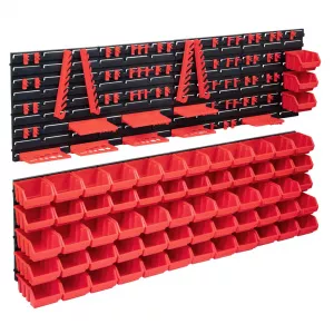 vidaXL Set cutii depozitare 141 piese cu panouri de perete, roșu&negru 150814