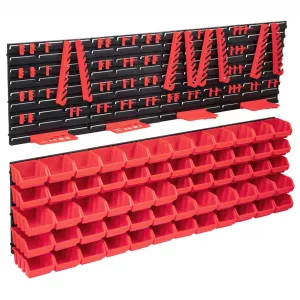 vidaXL Set cutii depozitare 136 piese cu panouri de perete, roșu&negru 150815