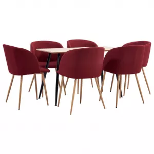 vidaXL Set mobilier de bucătărie, 7 piese, roșu vin, material textil 3053689