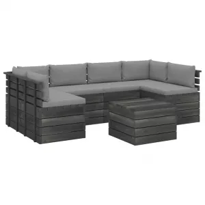vidaXL Set mobilier de grădină din paleți, cu perne, 7 piese, lemn pin 3061984