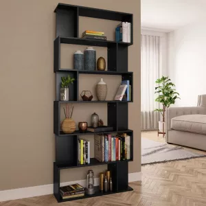 vidaXL Bibliotecă/Separator cameră, negru, 80 x 24 x 192 cm, PAL