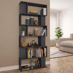 vidaXL Bibliotecă/Separator cameră, gri, 80 x 24 x 192 cm, PAL