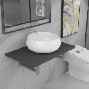 vidaXL Set mobilier de baie, 2 piese, gri, ceramică 279334