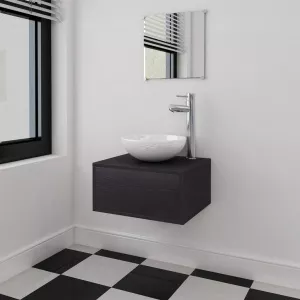 vidaXL Set mobilier baie format din 3 piese cu chiuvetă inclusă, Negru 272225