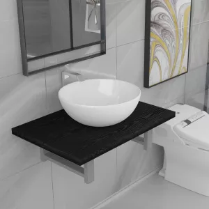 vidaXL Set mobilier de baie, 2 piese, negru, ceramică 279336