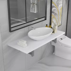 vidaXL Set mobilier de baie, 2 piese, alb, ceramică 279360