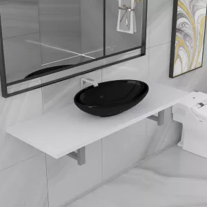 vidaXL Set mobilier de baie, 2 piese, alb, ceramică 279361