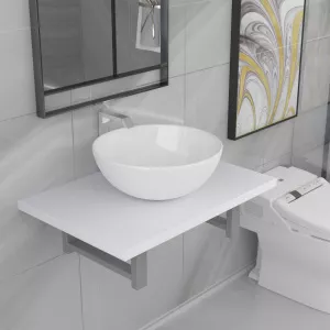 vidaXL Set mobilier de baie, 2 piese, alb, ceramică 279341