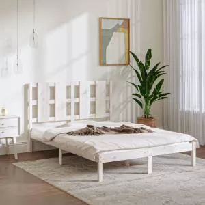 vidaXL Cadru de pat, alb, 120x200 cm, lemn masiv de pin 3105596