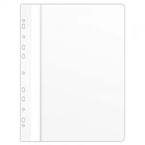 Donau Dosar plastic PVC, cu sina si multiperforatii, 10 buc/set - alb