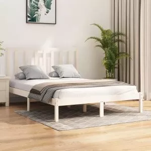 vidaXL Cadru de pat, alb, 120x200 cm, lemn masiv de pin 3105156