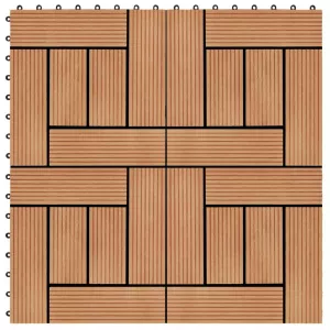 vidaXL Plăci de pardoseală 11 buc, culoare tec, 30 x 30 cm, WPC, 1 mp