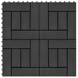vidaXL Plăci de pardoseală 11 buc, negru, 30 x 30 cm, WPC, 1 mp