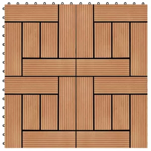 vidaXL Plăci de pardoseală, 22 buc., culoare tec, 30x30 cm, WPC, 2 mp