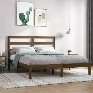 vidaXL Cadru de pat, maro miere, 120x200 cm, lemn masiv de pin 3104931