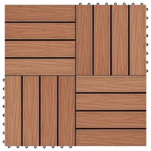 vidaXL Plăci podea în relief WPC, 11 buc, 30x30 cm, 1 mp, maro deschis