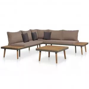 vidaXL Set mobilier gradina cu perne, 4 piese, maro, lemn acacia 44240