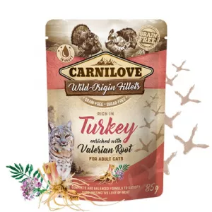Carnilove 12 x Cat Pouch cu Curcan si Valeriana, 85 g