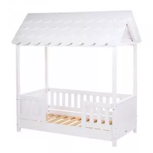 Childhome Casuta cu protectii laterale 70x140 cm Lemn Alb