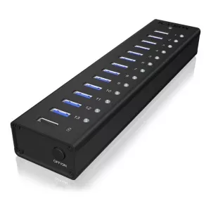 RaidSonic Active 13-Port USB 3.0 Hub in solid aluminum enclosure. IB-AC6113