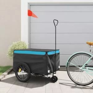 vidaXL Remorca pentru biciclete, negru si albastru, 45 kg, fier  94114