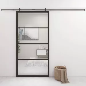 vidaXL Ușă glisantă aluminiu și sticlă ESG 102,5x205 cm negru 149481