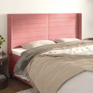 vidaXL Tăblie de pat cu aripioare, roz, 183x16x118/128 cm, catifea 3119785