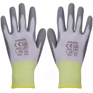 vidaXL Mănuși de protecție PU albe și gri mărimea 10/XL, 24 perechi