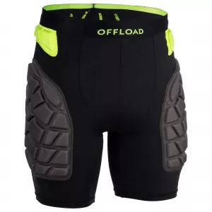 OFFLOAD Şort Protecţie Rugby R500 Negru-Galben Bărbați