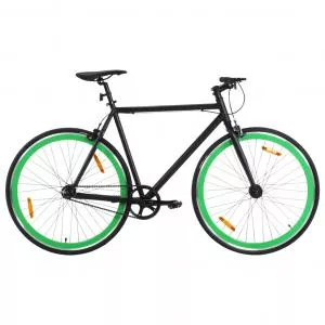 vidaXL Bicicleta cu angrenaj fix, negru si verde, 700c, 55 cm  92256