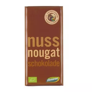 dennree Ciocolata Bio cu lapte si umplutura nougat 100 grame
