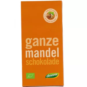 dennree Ciocolata Bio cu lapte si migdale intregi 100 grame