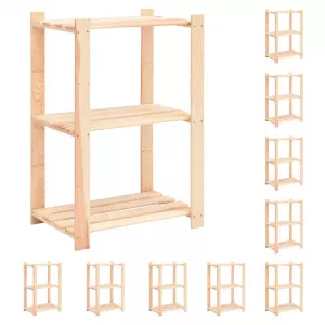 vidaXL Etajere cu 3 niveluri, 10 buc., 60x38x90 cm, pin masiv, 150 kg