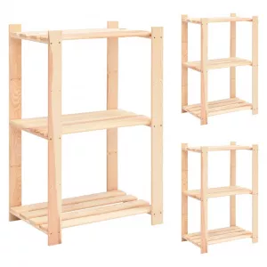 vidaXL Etajeră cu 3 niveluri, 3 buc., 60x38x90 cm, pin masiv, 150 kg