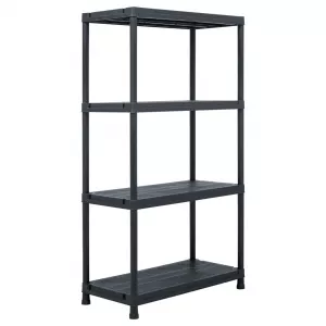 vidaXL Raft de depozitare, negru, 60 x 30 x 138 cm, plastic, 100 kg