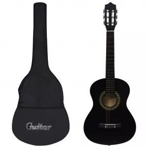 vidaXL Set de chitară clasică începători, 8 piese, negru, 1/2 34