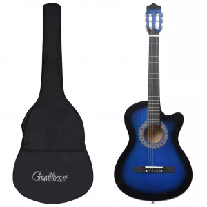 vidaXL Set chitară acustică occidentală 12 piese 6 corzi albastru 38