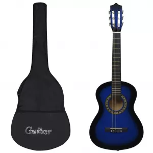 vidaXL Set de chitară clasică începători, 8 piese, albastru, 1/2 34