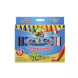 Carioca super lavabila, varf gros 6 mm, 12 culori/cutie Jumbo