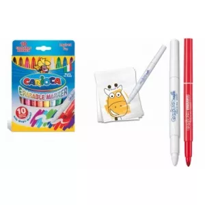 Carioca lavabila, varf gros 6mm,  9 culori+1 erasable marker/cutie Erasable