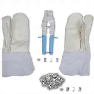 vidaXL Set accesorii NATO pentru sârmă ghimpată cu clește, mănuși & 200 cleme
