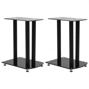 vidaXL Standuri difuzoare din aluminiu 2 buc. negru, sticlă securizată