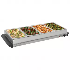 vidaXL Încălzitor de servire bufet, 400 W, 4 X 2,5 L, oțel inoxidabil